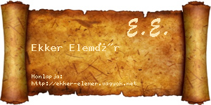 Ekker Elemér névjegykártya